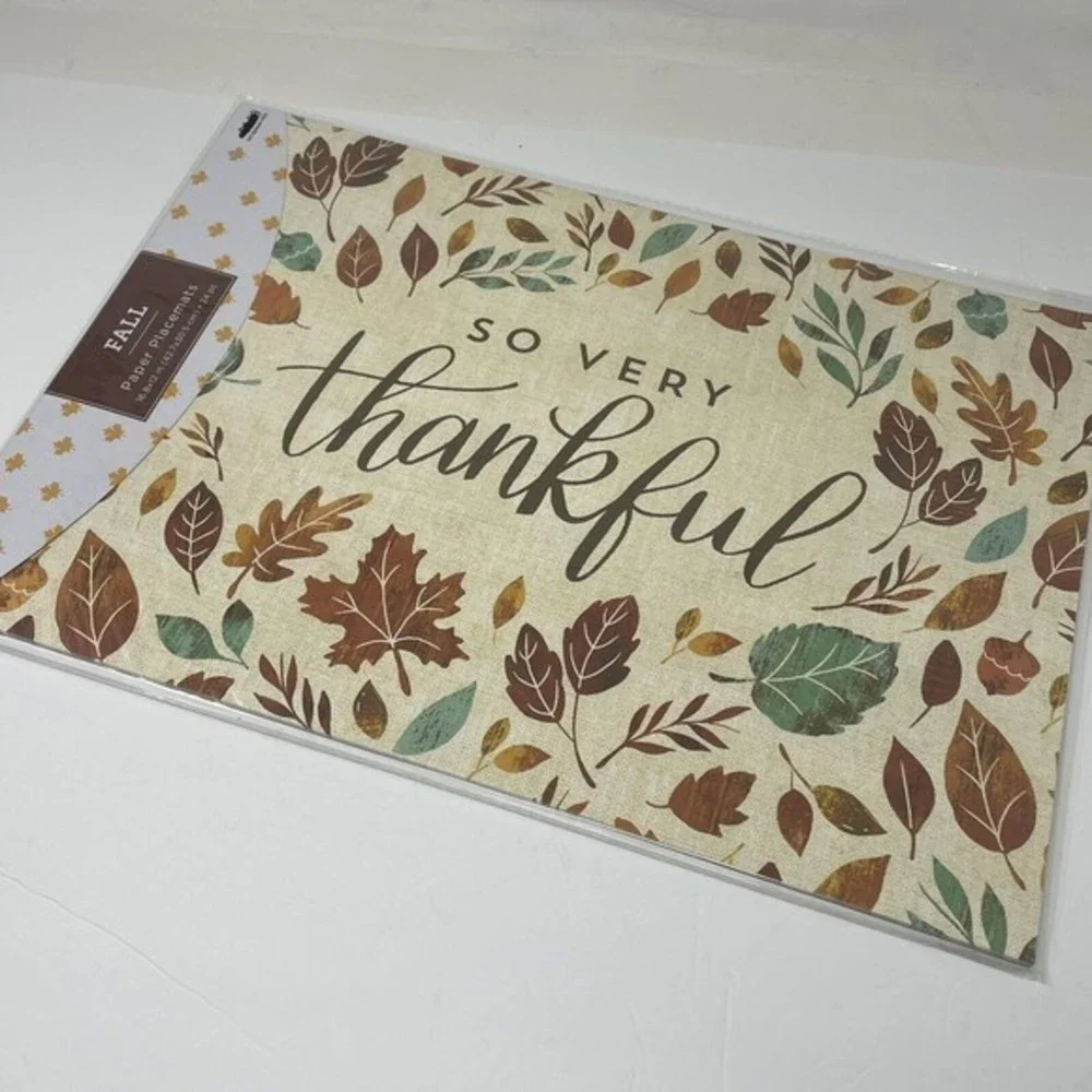 New Paper Placemats So Very Thankful Leaves  24 Pc Thanksgiving Fall‎ Wedding